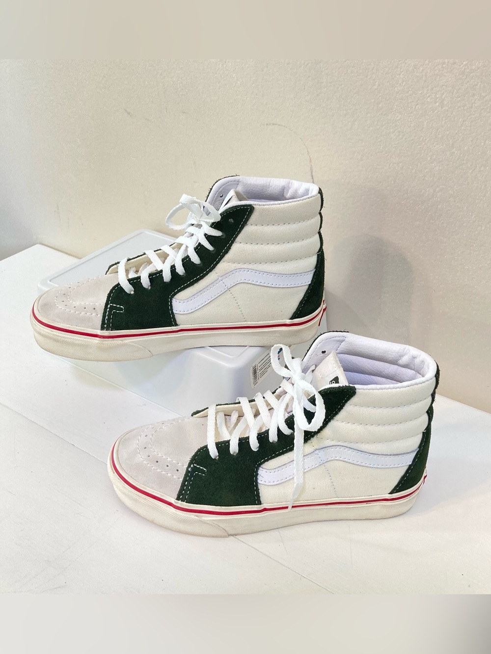 Vans Sk8-Hi Retro Sz 6 Womens Sneaker Shoes Green White Suede Canvas